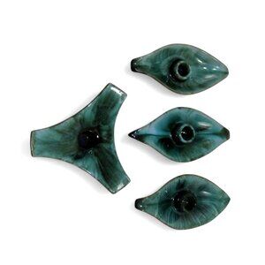 BMP Blue Mountain Pottery Candle Holders Leaf Shape and Triangle Canada Vintage